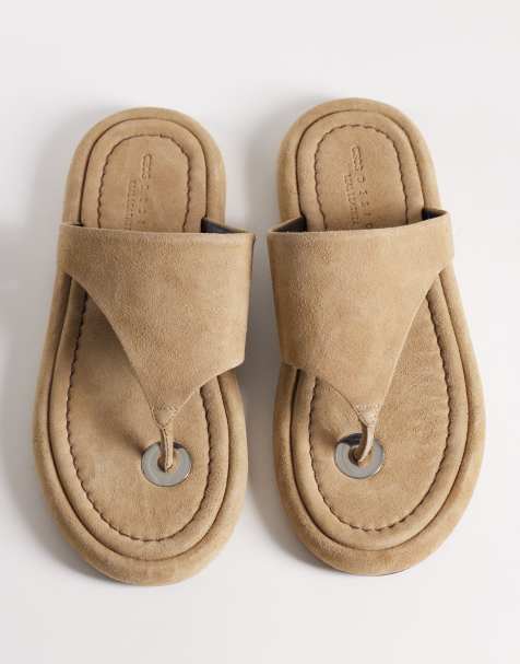ASOS DESIGN - Fate - Sandalias de dedo beis grisáceo con puntera gruesa de ante premium - view 1