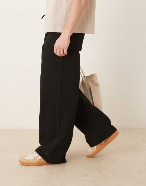ASOS DESIGN - Fatigue - Pantalon ultra baggy à enfiler à pinces - Noir, 2 de 5