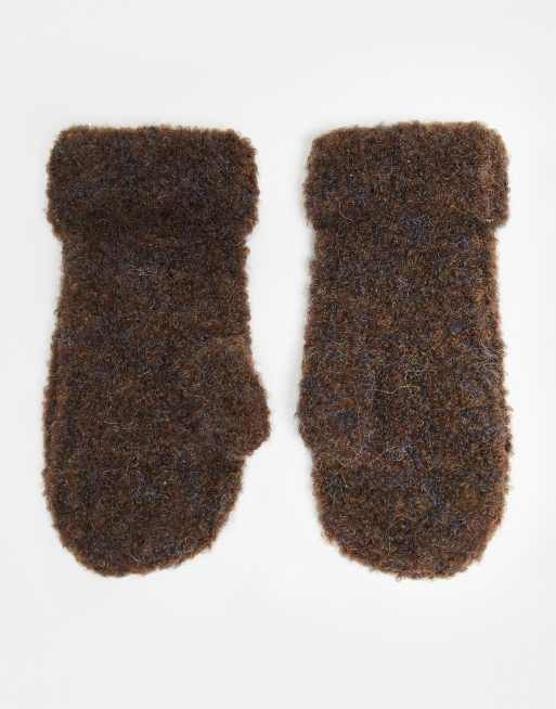 ASOS DESIGN – Fäustlinge aus Strickstoff in Braun, 2 von 3