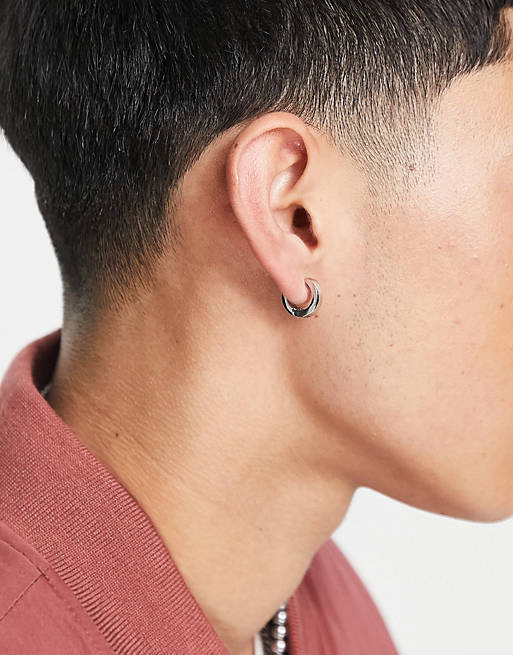 ASOS DESIGN faux clip on hoop earrings in silver tone