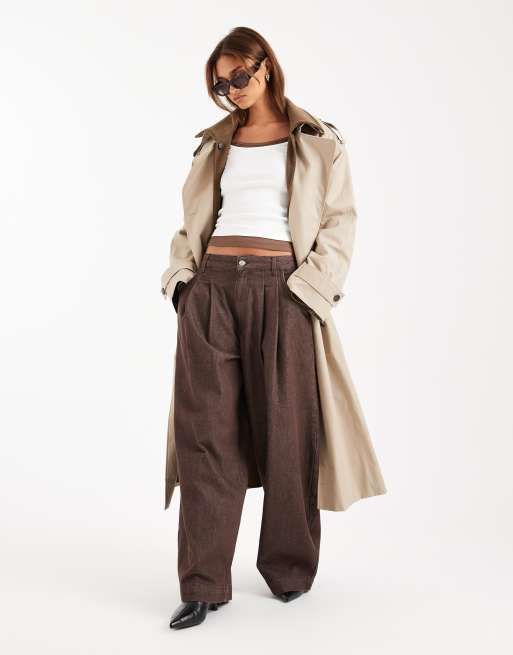 ASOS DESIGN faux double layer long sleeve T-shirt in cream & choc, 2 of 4