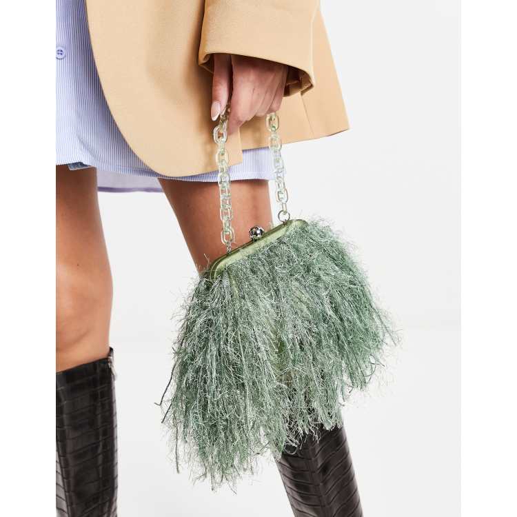  Luxury Ostrich Feather Evening Bags For Women Chain Shoulder  Crossbody Bag Tassel Party Clutch Purse Green Wedding Handbags (Pink) :  Clothing, Shoes & Jewelry