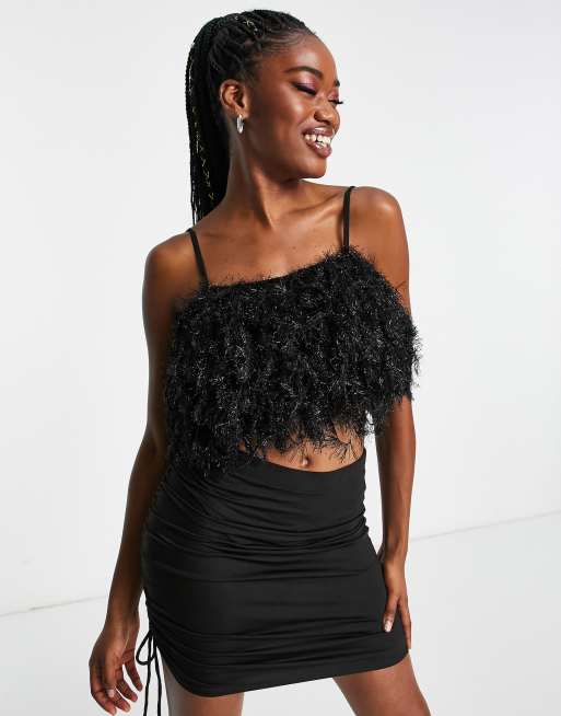 Feather Trim Top Black / Medium