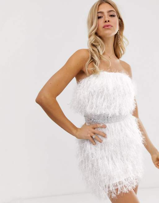 Feather rhinestone dress sale