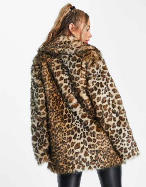 Leopard print best sale faux fur coat