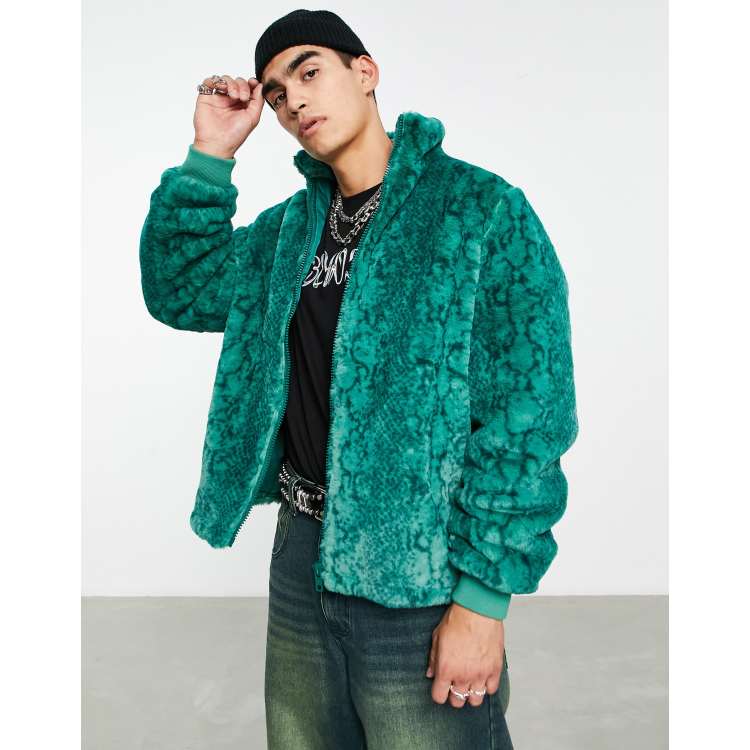 Asos green fur on sale coat