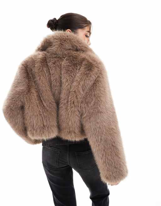 ASOS DESIGN faux fur bomber jacket in mink