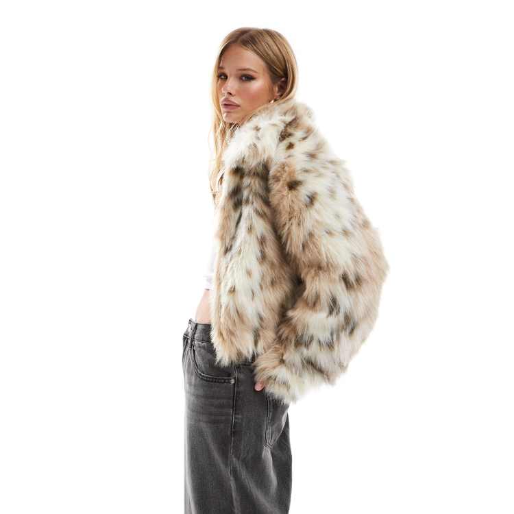 Leopard print faux fur bomber jacket clearance