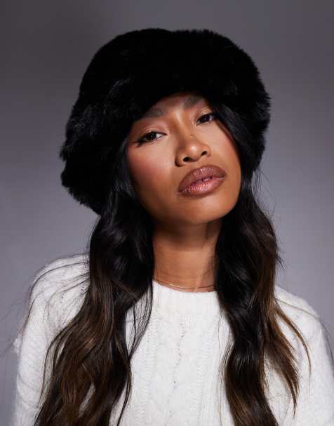 ASOS DESIGN faux fur bucket hat in black - view 1
