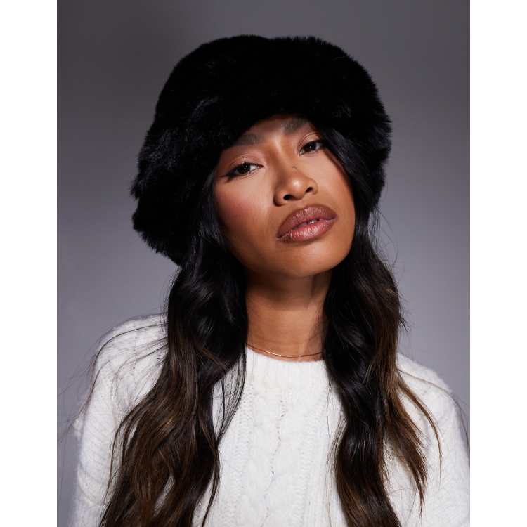 ASOS DESIGN faux fur bucket hat in black | ASOS display picture 3