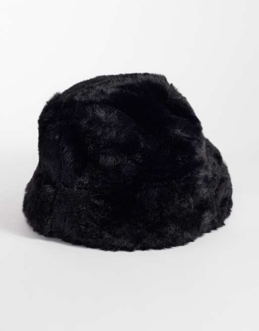 ASOS DESIGN faux fur bucket hat in black, 3 of 3