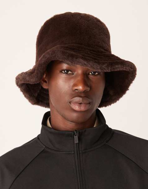 ASOS DESIGN faux fur bucket hat in brown - view 1