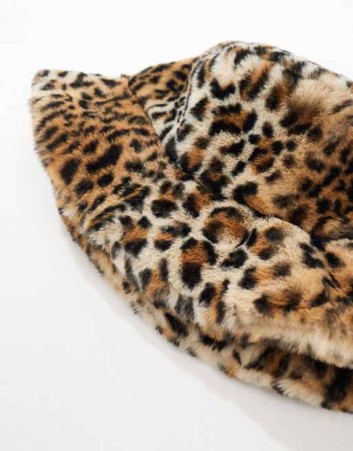 ASOS DESIGN faux fur bucket hat in leopard design | ASOS
