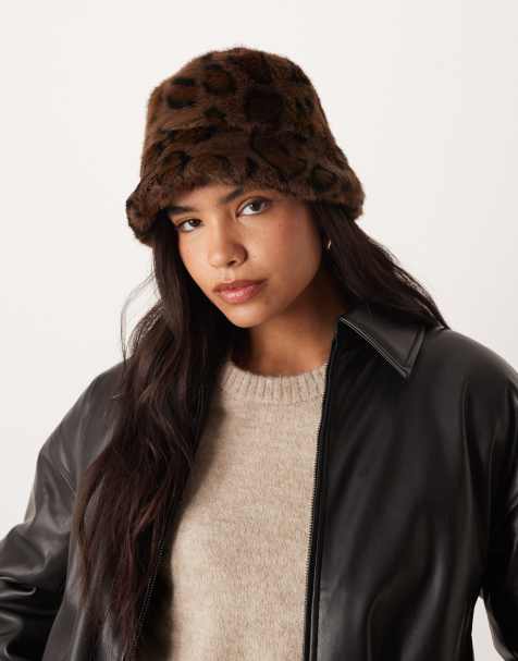 ASOS DESIGN faux fur bucket hat in leopard design - view 1