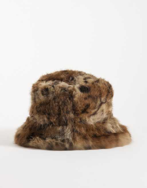 ASOS DESIGN faux fur bucket hat in leopard print, 3 of 3