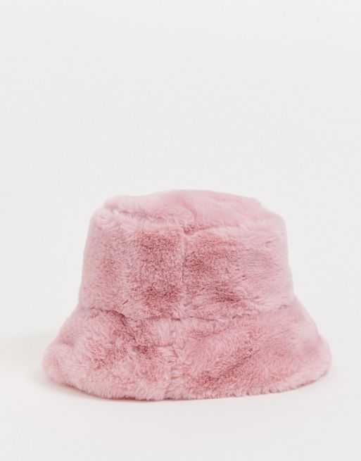 ASOS DESIGN faux fur roll back bucket hat