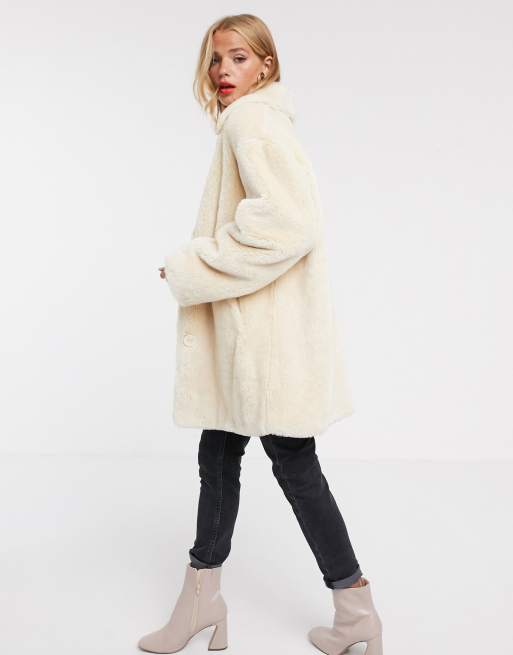 Button Through Faux Fur Coat