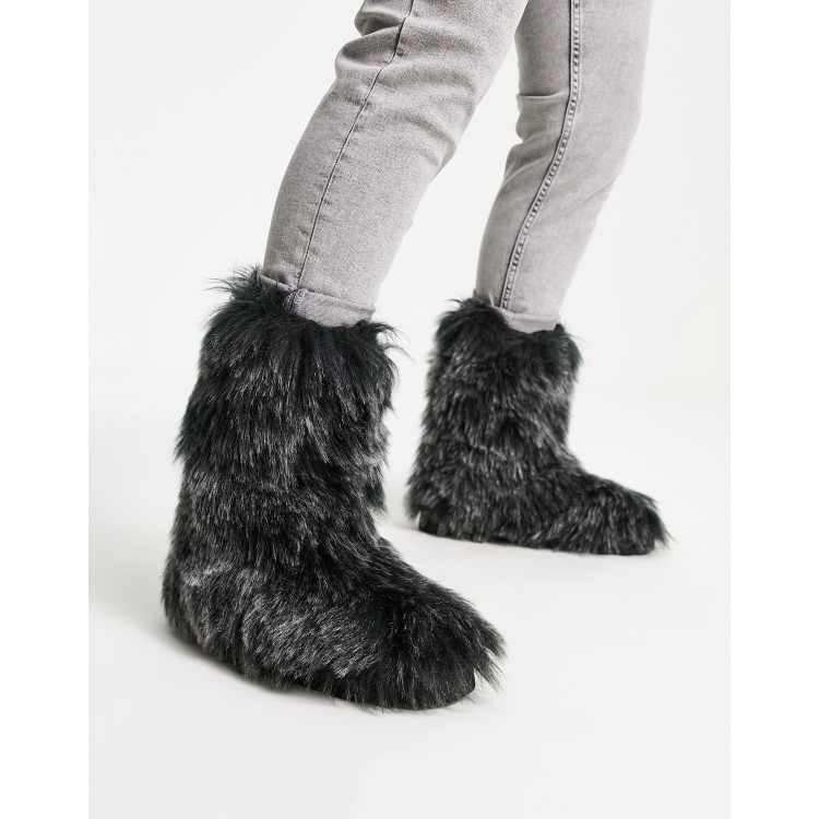 Grey fur boots sale