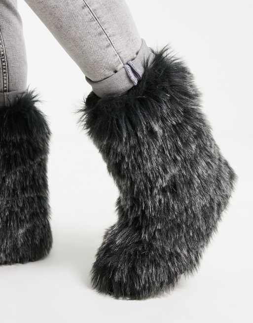 Faux fur boots outlet black