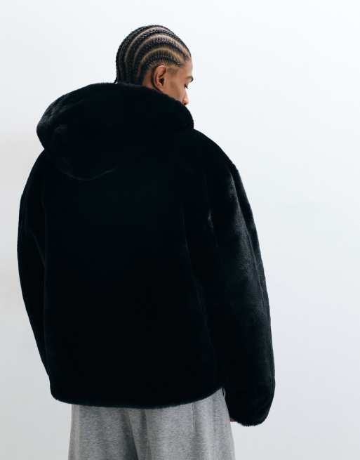ASOS DESIGN faux fur coat in black, 5 of 5