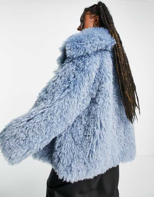 ASOS DESIGN faux fur coat in blue ASOS