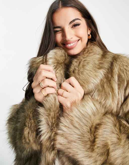 Grey fur 2024 coat asos