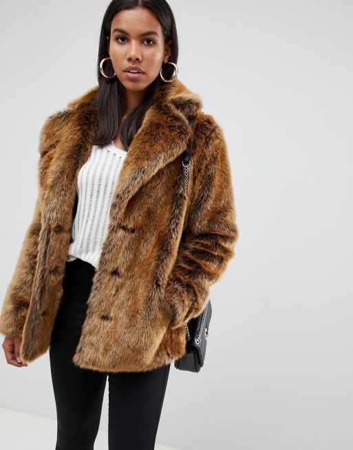 ASOS DESIGN faux fur coat with collar detail