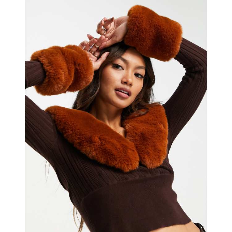 Asos Faux Fur Scarf In Brown, $29, Asos