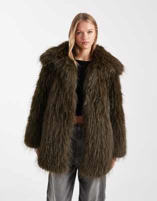 Asos Design Faux Fur Feather Coat In Blue