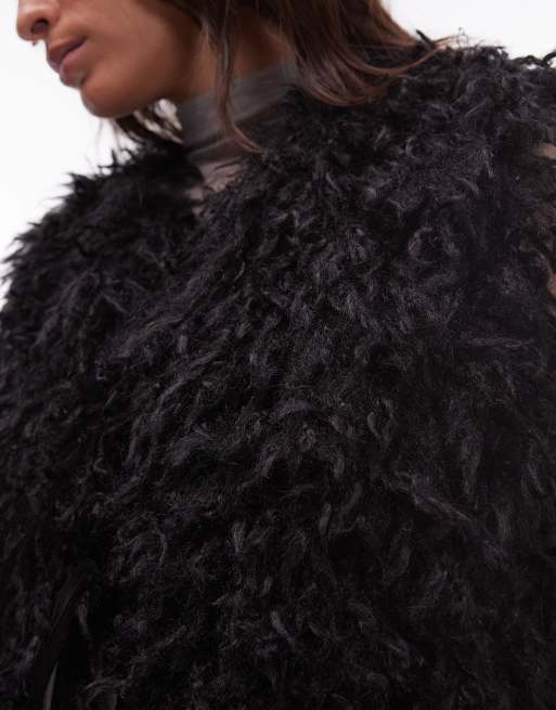 ASOS DESIGN faux fur gilet in black, 4 of 4