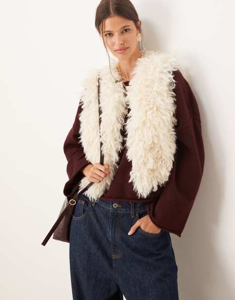 ASOS DESIGN faux fur gilet in cream - view 1