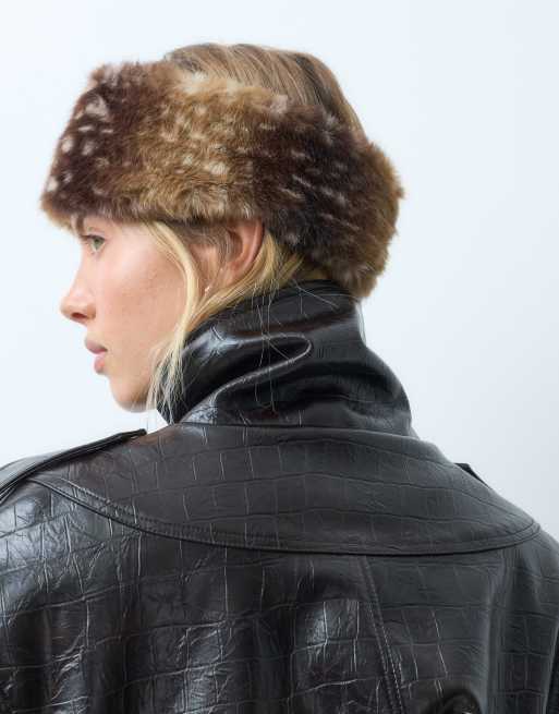 ASOS DESIGN faux fur head band in deer print, 3 of 4