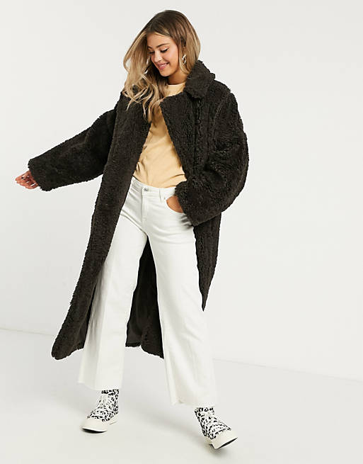 Asos Design Faux Fur Hero Longline Maxi, Asos Longline Teddy Faux Fur Coat