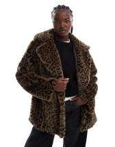 ONLY faux suede faux fur coat in black 
