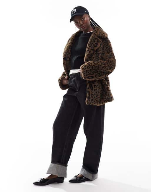 ASOS DESIGN faux fur jacket in animal print, 2 of 4