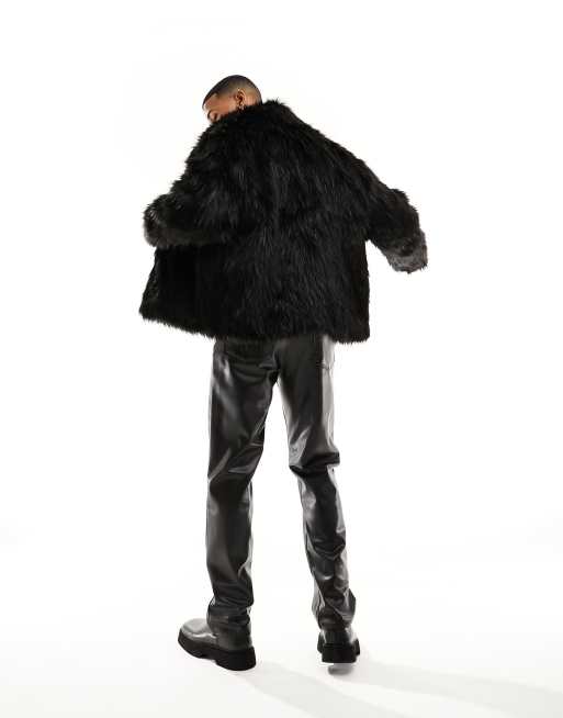 ASOS DESIGN faux fur jacket in black