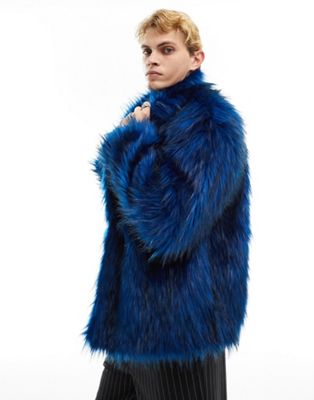 ASOS DESIGN faux fur jacket in blue