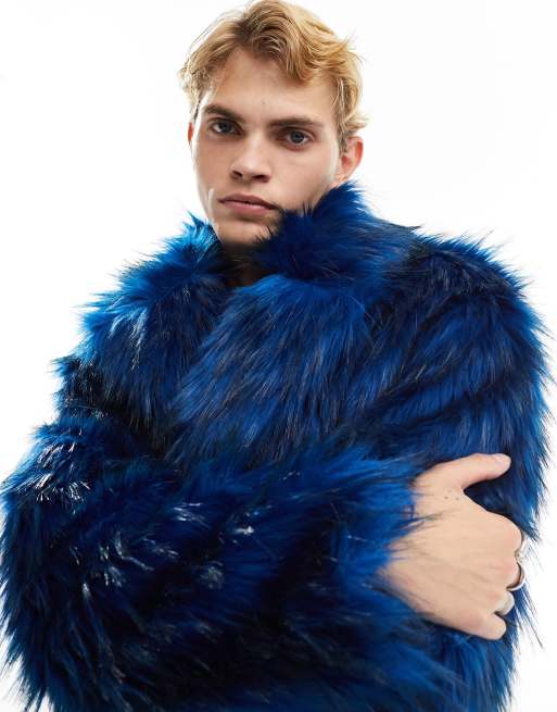 ASOS DESIGN faux fur jacket in blue ASOS