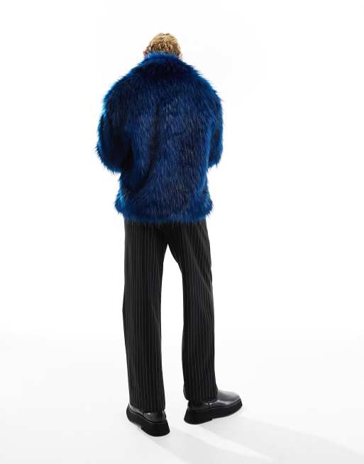 Asos blue shop fur coat