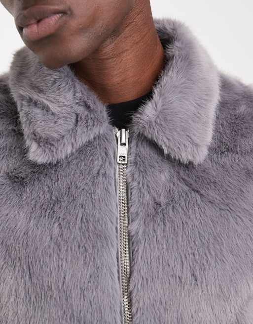 ASOS DESIGN faux fur jacket in grey, 5 of 5