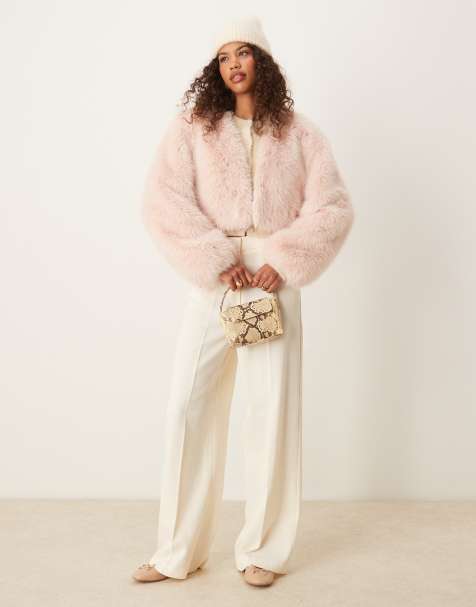 ASOS DESIGN faux fur jacket in light pink - view 1