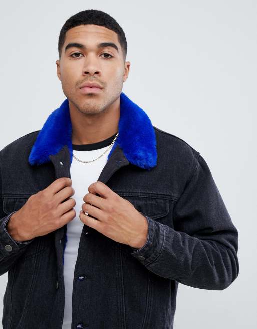 Oversized Fleece Fur Lined Denim Jacket with fur