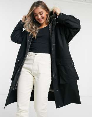 black fur lined parka womens