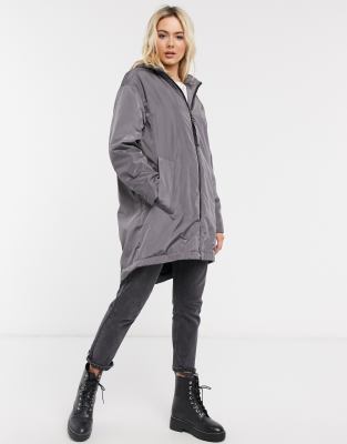 asos design maxi borg lined rainwear