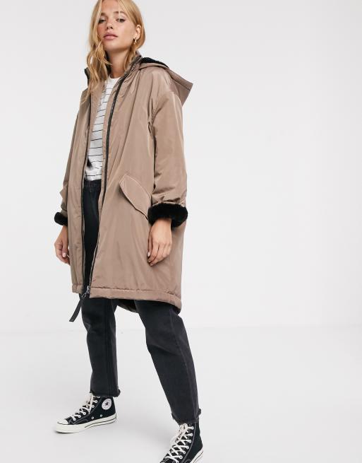 Fur lined rain on sale coat