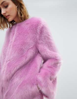 asos pink fluffy coat