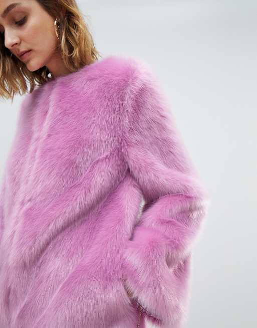 Asos pink faux outlet fur coat