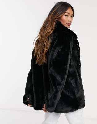 black faux fur moto jacket