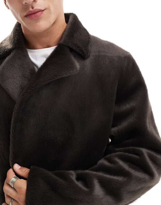 Asos faux fur overcoat sale