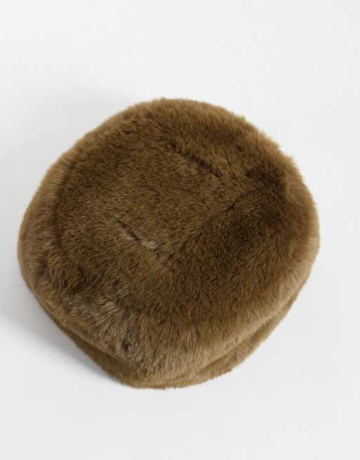 ASOS DESIGN faux fur pillbox hat in green, 3 of 3
